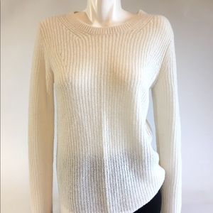 Loft Long Sleeves Open Knit Scoop Neck Sweater SzS
